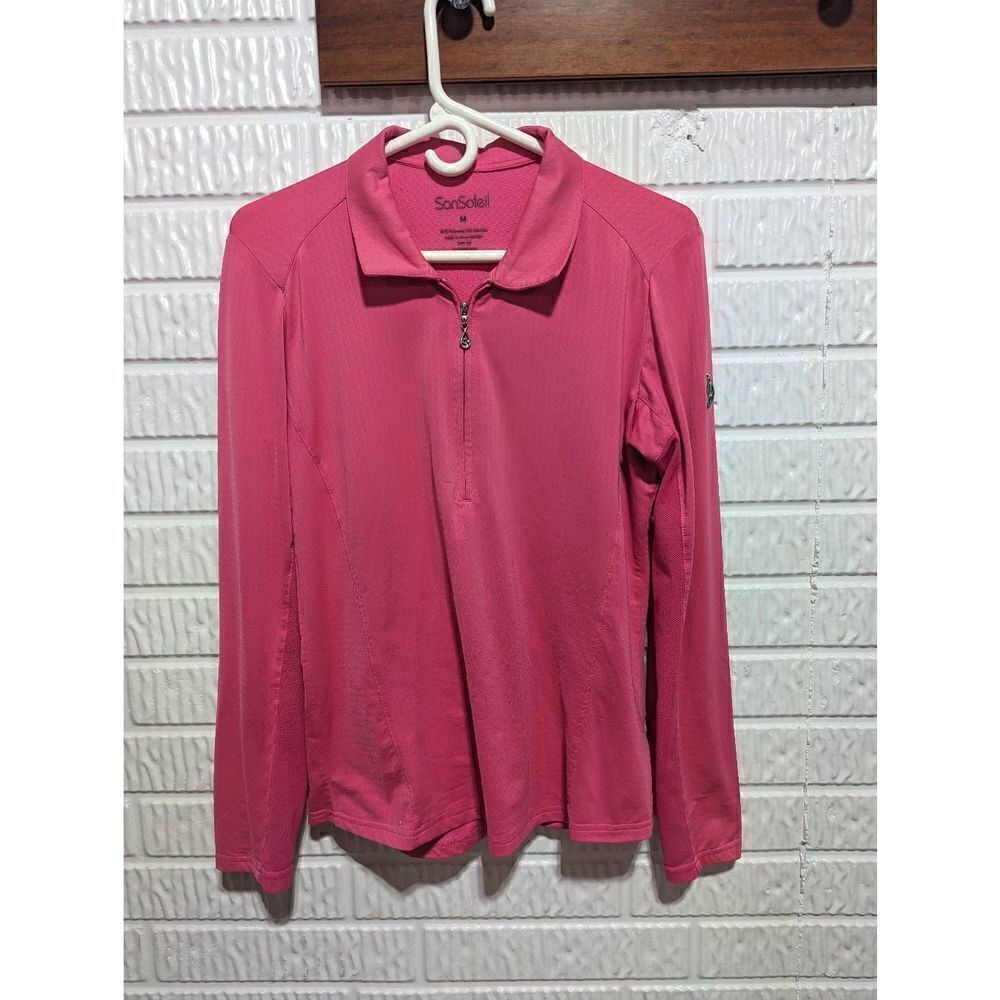 San Soleil Women's M Hot Pink Long Sleeve UPF50 Sun Protection Shirt Mesh Undera